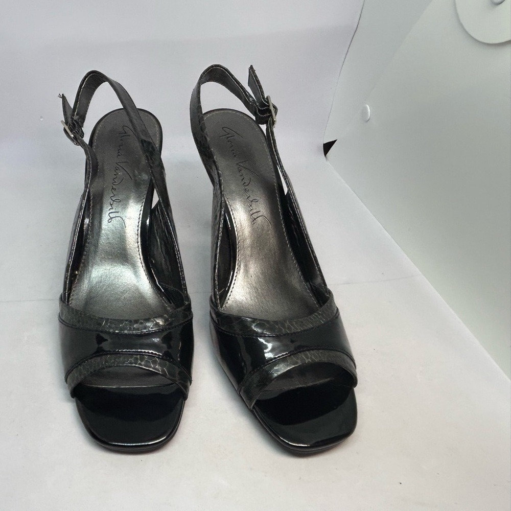 Gloria Vanderbilt‎ Mob Wife Stiletto Black Snake Pattern Heels 10M